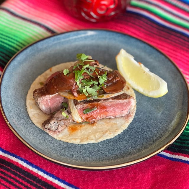 Rib Eye Tacos plate.